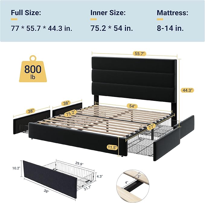 Allewie Modern Full Size Platform Bed Frame - Image 2