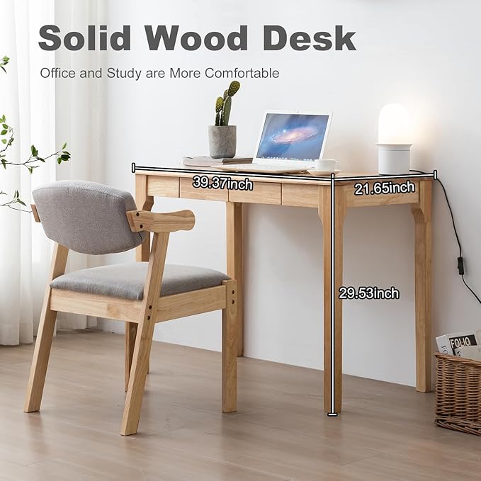 Solid Wood Desk, Gaming Study Home Office Desks - Image 3