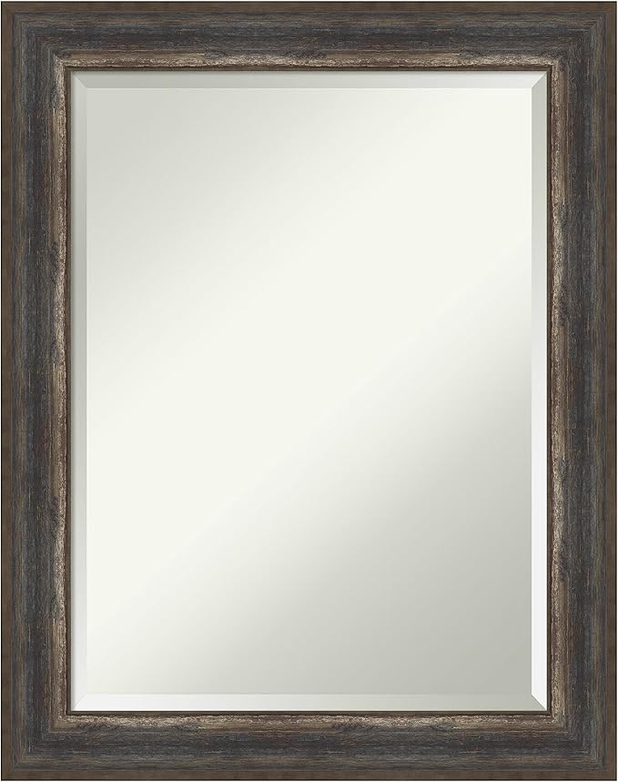 Amanti Art Brown Wall Mirror 29x23 Alta Rustic Char Rectangle Bathroom Mirror by AmantiArt
