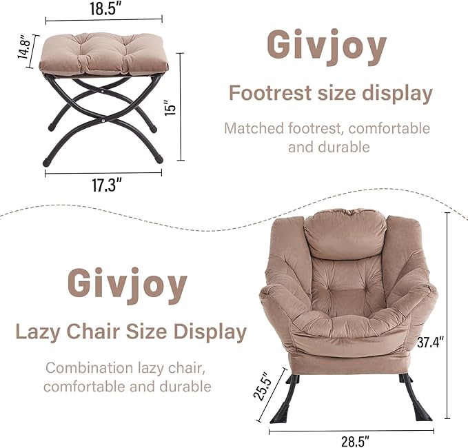 Lazy Chair and Ottoman, Large Accent Lounge Chair - Image 3