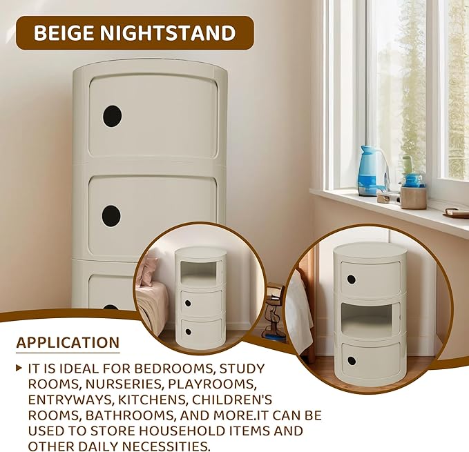 3 Tier Round with Storage, Modern Style Side Table - Image 3