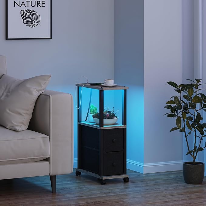 TUTOTAK Small Narrow End Tables, LED Side Tables - Image 2