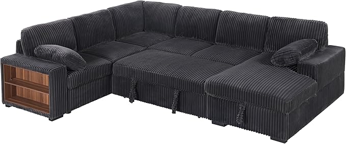 Eafurn Oversized U Shaped Convertible Sleeper Sectional Sofa w/Pull Out Couch - Image 7
