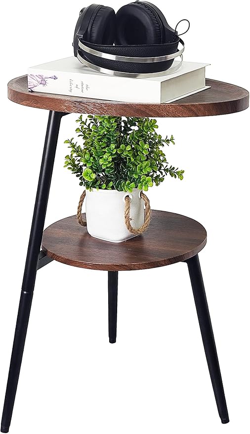 Side Table Small End Table, Oval & Round Wood Sofa Table, 2-Tier Accent Table by GUPZTY