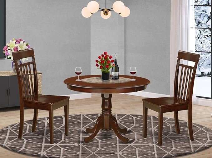 East West Furniture HLCA3-MAH-W 3 Piece Kitchen Table Set - Image 6
