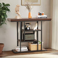 HABUTWAY 42" Industrial Entryway Table, Narrow 4-Tier Wood Console Table by HABUTWAYMakeYourLifeComfortable