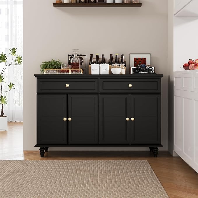 47.6" Buffet Sideboard with 2 Drawers and 4 Doors, Wooden Kitchen Storage - Image 9