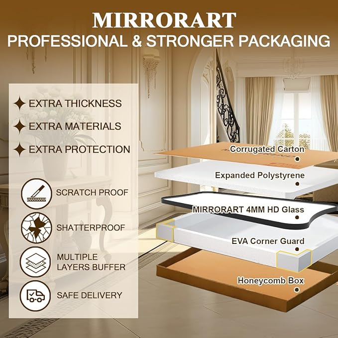 Black Bathroom Mirror, 22x30 Irregular Shaped Mirror - Image 9