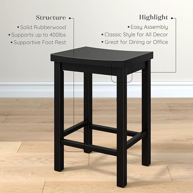 Grain & Grove Smith Collection Solid Wood Counter Height Bar Stool, 24-Inch - Image 4