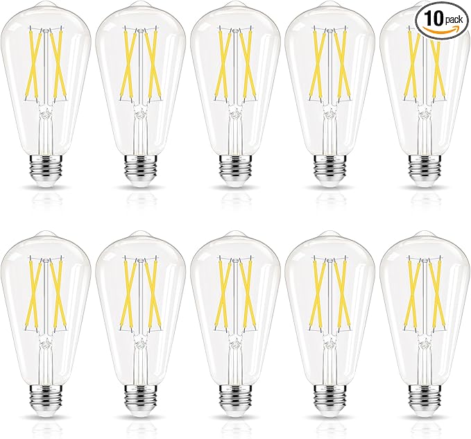LED Edison Bulbs Dimmable, E26 Bulb 60 watt Equivalent, Cool White 4000K by GvvooHome