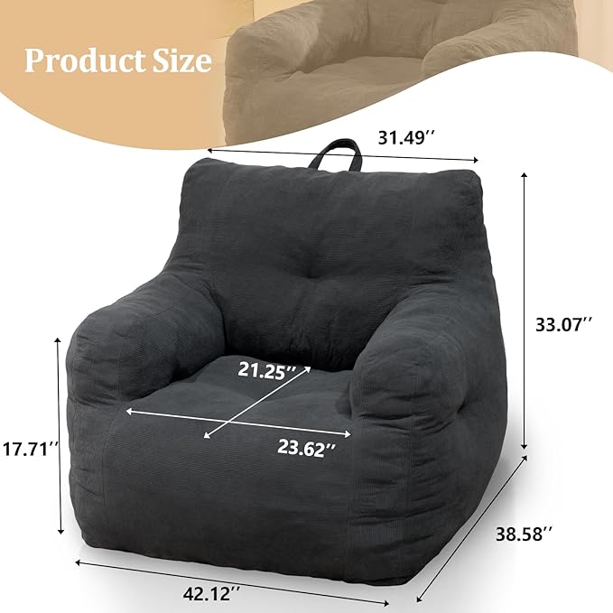 Bean Bag Chairs for Adults Ergonomic Support Reading Floor Sofa Chair - Image 2