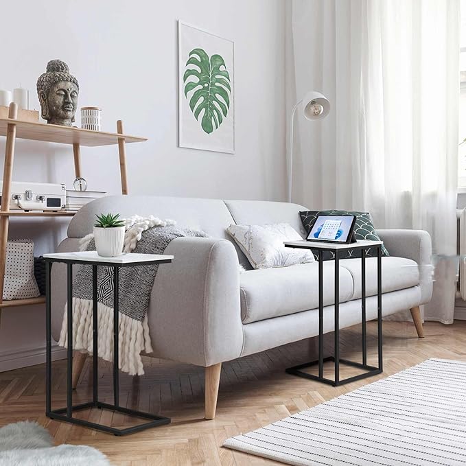 C Shaped Side Table Set of 2, Marble End Table - Image 5