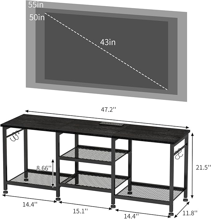 YGEOMER Black TV Stand Entertainment Center - Image 2