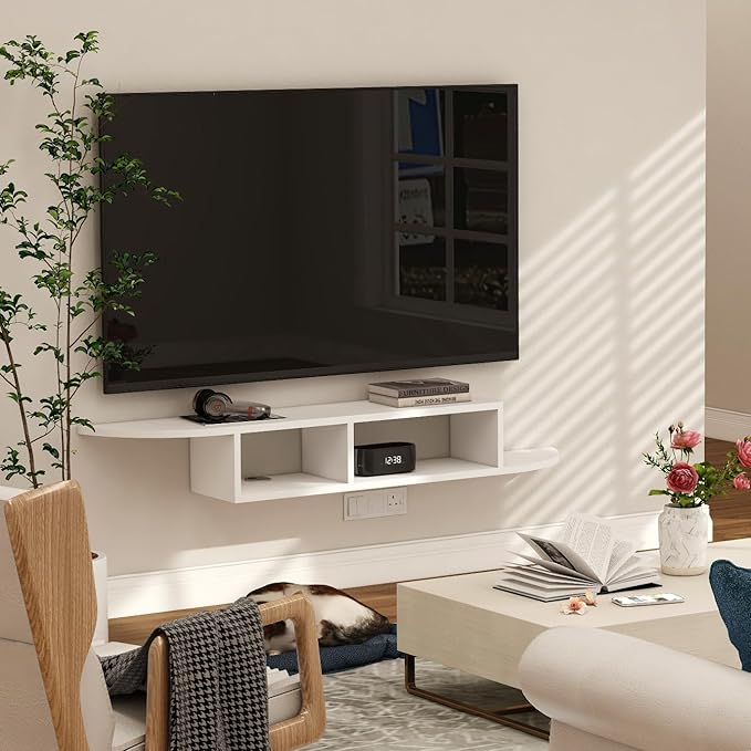 GHC Floating TV Stand, Wall Mounted Entertainment Center and Cabinet Shelf - Image 4