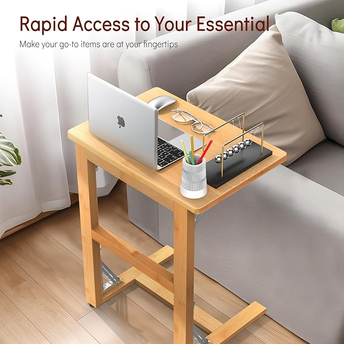 Tatub 24'' Folding TV Tray Table, Foldable C Shaped End Table Slide Under Couch - Image 5