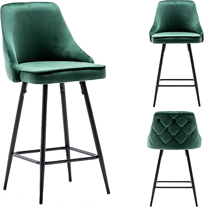 BTEXPERT Set of 2 Pack, Premium upholstered Dining 25" High Back Stool Bar by BTExpert