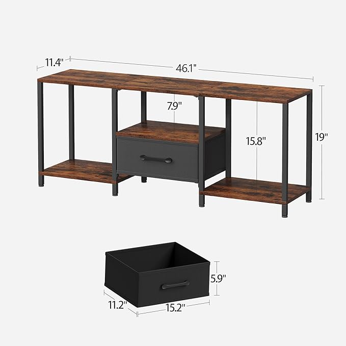 TV Stand with Fabric Drawer for 55 Inch TV, Entertainment Center with Open - Image 3