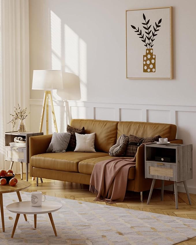 Rattan Nightstand, Modern Bedside Table - Image 3