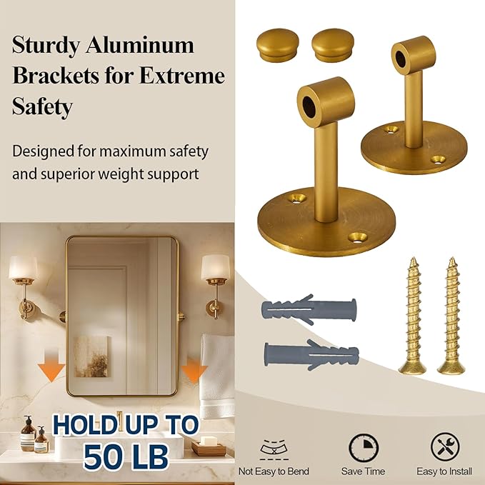 ANDY STAR Gold Pivot Mirror, Farmhouse Rectangle Bathroom Mirror - Image 6