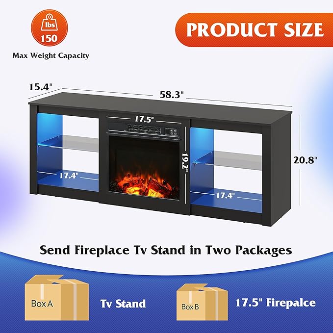 WLIVE 58 Inches Fireplace TV Stand - Image 4