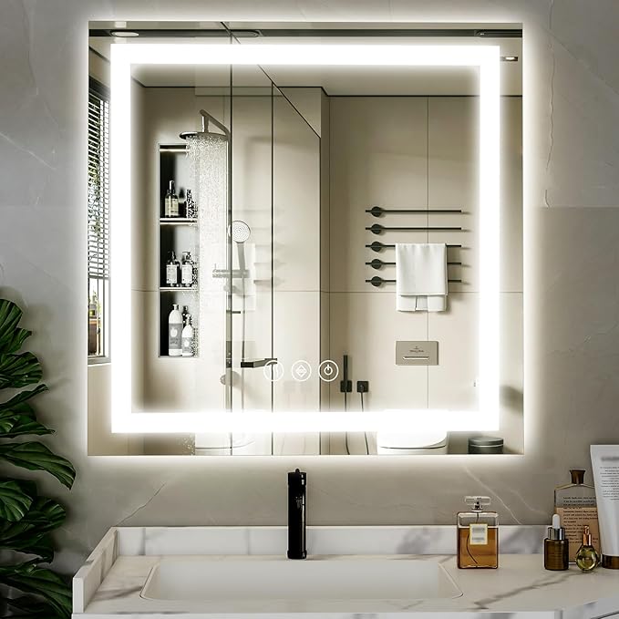 47"x 47" LED Bathroom Mirror, Backlit + Front Lit, LED Bathroom Mirror - Image 2