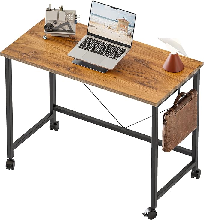 Rolling Computer Desk with Wheels, Gaming Desk by MERICONIA