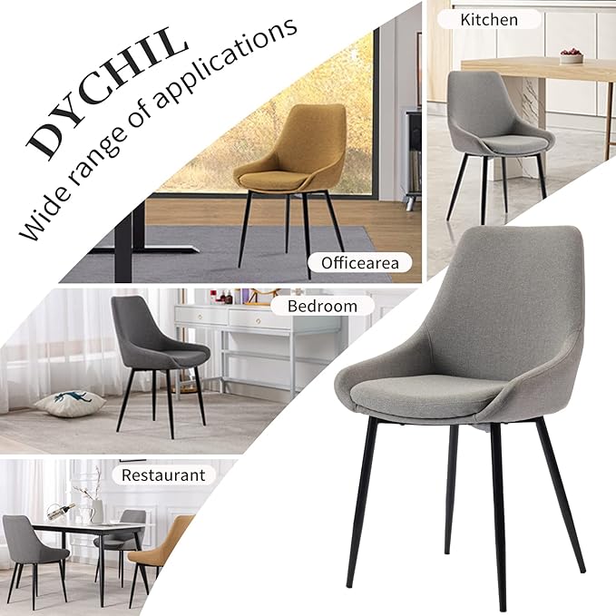 Dining Chairs Set of 2 Ergonomic Living Room Chairs Dark Grey Kitchen Chairs - Image 7