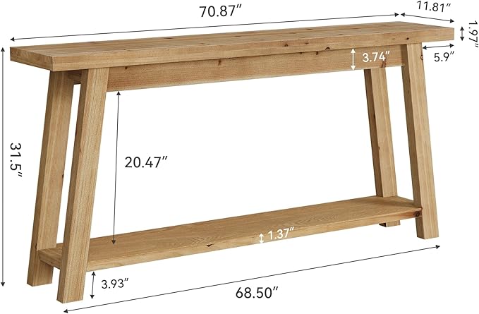 LITTLE TREE 70.9" Solid Wood Console Table - Image 2