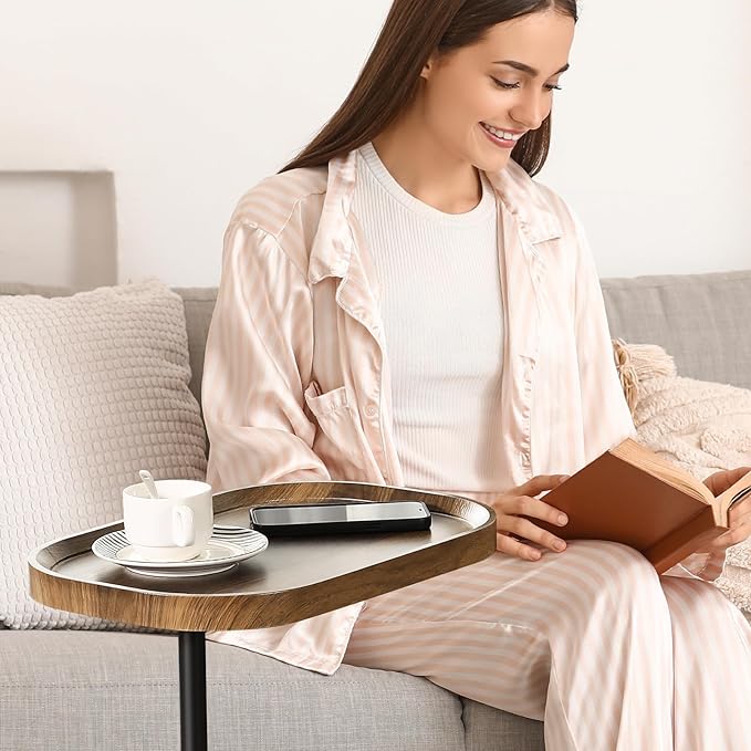 360° Swivel TV Tray Table for Dinner, Adjustable Small Bedside Table - Image 2