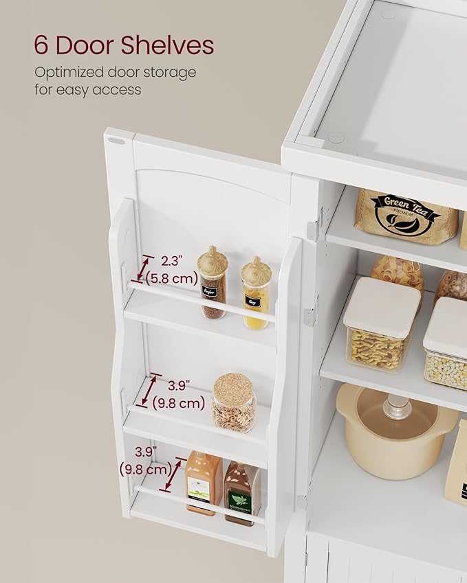 VASAGLE Pantry Cabinet, 53.5-Inch High Freestanding Tall Cupboard Storage - Image 4