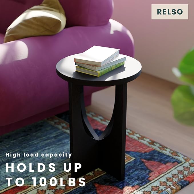 Stupa Solid Wood End Table – 22" Tall Round Side Table - Image 7