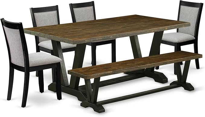 East West Furniture V677MZ606-6 6 Piece Dinette Set Contains a Rectangle Dining by EastWestFurniture