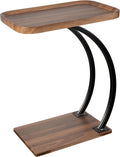 C Shaped 2tier Large Tray Wood top Heavy Duty Side end Table Large TV Tray by ALPOME