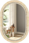 ULIKE Rattan Mirror for Bathroom, 20x30 Inch Oval Rustic Farmhouse Wall Decor by ULIKE