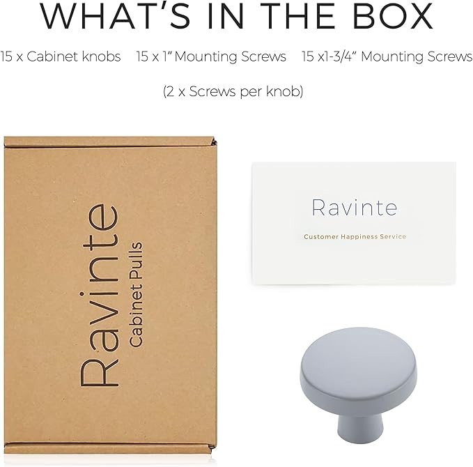 Ravinte 15 Pack Drawer Pulls 1-1/4 Inch Kitchen Cabinet Knobs Solid Round - Image 7