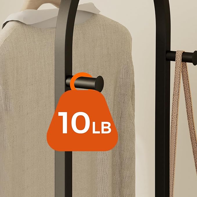 Garment Rack, Coat Rack With 3 Shelves and 4 Hooks, Hanging Rod - Image 5