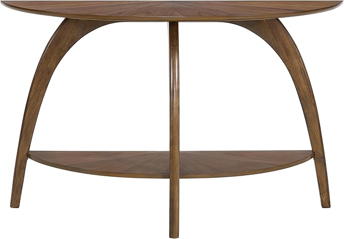 Martin Svensson Home LAX Walnut Brown 48-Inch Half-Moon Wood Sofa Console Table - Image 2