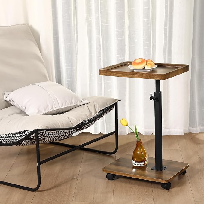 Adjustable Height Couch Tables That Slide Under Sofa, 360° Swivel Modern Tv - Image 7