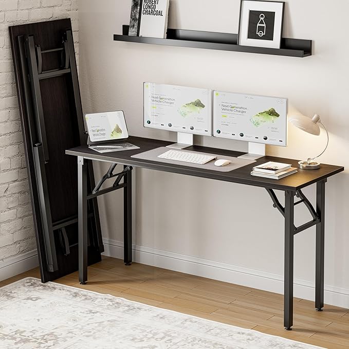 Frylr Small Folding Computer Desk – Portable 55.1 Inch Foldable Laptop Table by Frylr