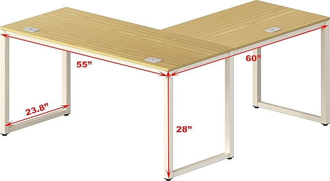 SHW 55 x 60 Inches Commercial-Grade L-Shape Corner Office Computer Desk - Image 3