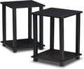 Furinno Simplistic Set of 2 End Table, Dark Walnut by Furinno-FitsYourSpaceFitsYourBudget