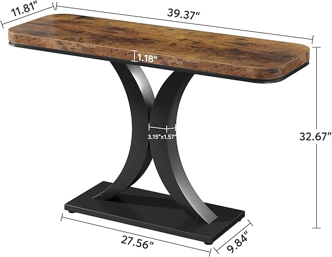 LITTLE TREE Industrial Entryway Console Table, Compact Foyer Hallway Accent - Image 3