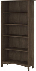 Bush Furniture Salinas 5 Shelf Bookcase in Ash Brown, Tall Bookshelf, Large by BushHome