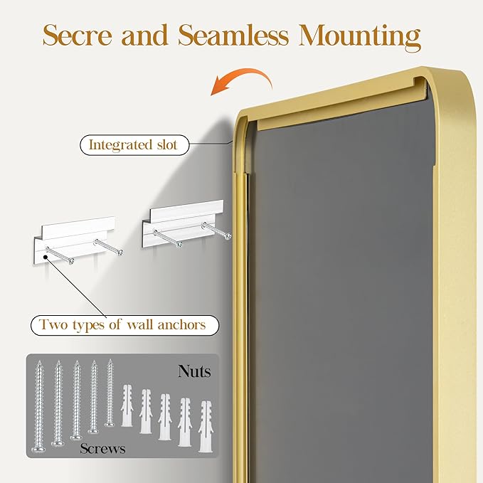 55×36 Gold Bathroom Mirror, Rectangular Bathroom Vanity Mirror - Image 5
