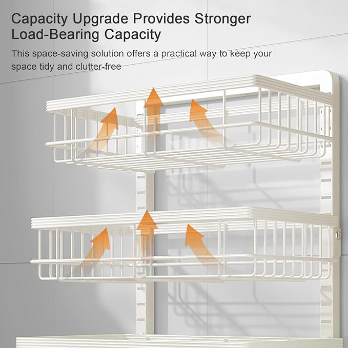 4-Tier Kitchen Storage Cart, Metal Utility Rolling Cart - Image 4