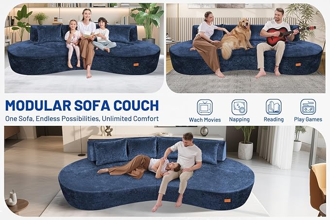 Homguava 104'' Modular Sectional Sofa, Curved Modern Sofa - Image 5