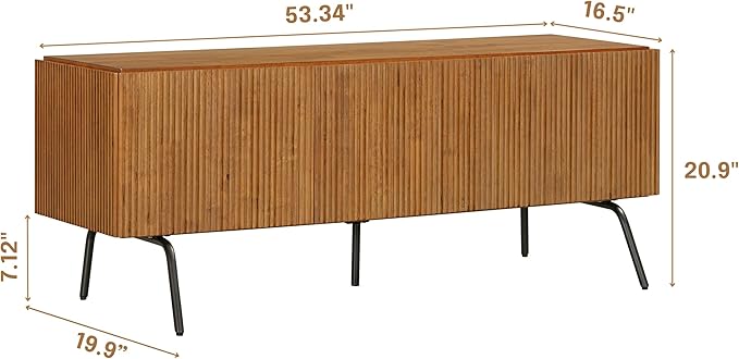 NTC Veil TV Stand with 3 Doors for TVs up to 60’’, Media Console with Vertical - Image 2