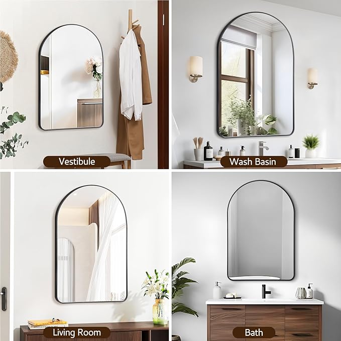 Arched Wall Mirror 24"X36", Modern Farmhouse Mirror Wall Mounted, Curved Arch - Image 7