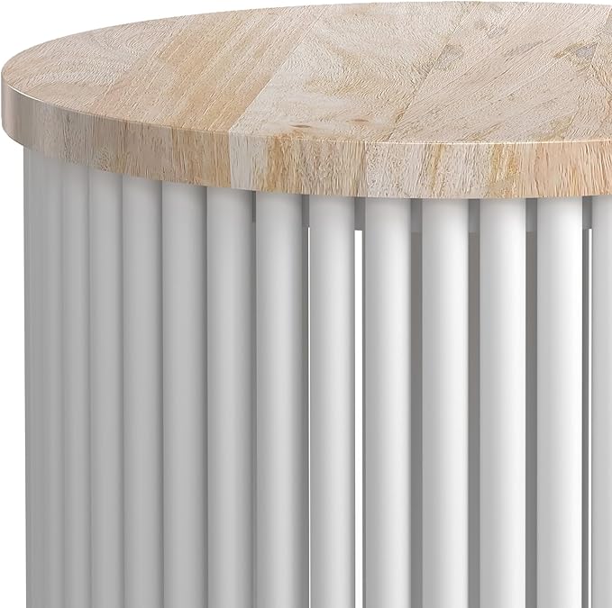 SIMPLIHOME Demy 18-inch Wide Metal and Solid Mango Accent Table in Natural/White - Image 7