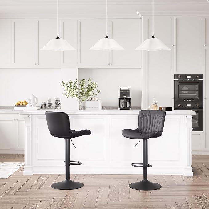 YOUNIKE Single Black Bar Stools Modern Swivel Counter Height Bar Chair - Image 8